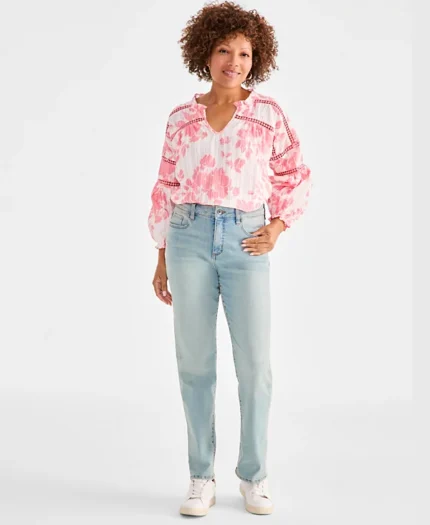 Women's High Rise Straight-Leg Jeans, Regular, Short and Long Lengths, Created for Macy's