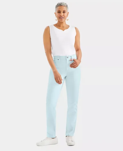 Women's Straight-Leg High Rise Twill Pants, Created for Macy's